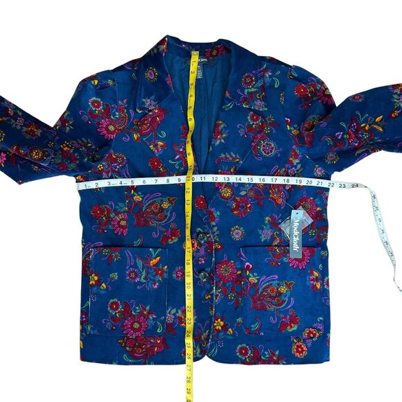 Modcloth XL Blazer Jacket Fall Blue Corduroy Stretch Boho 70s Retro Cottage RARE - Picture 14 of 17